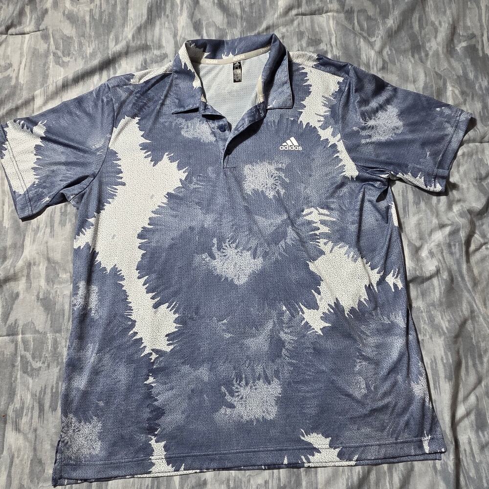 Adidas Golf Men's Polo Shirt Size XL Navy Abstract Print Performance